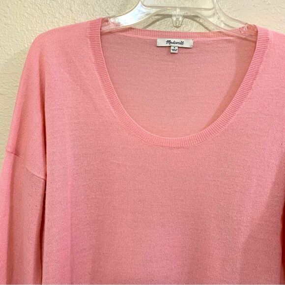 MADEWELL Sweater Southstart Women’s Pink Merino Wool Blend Scoop Neck High Low. - Picture 4 of 13